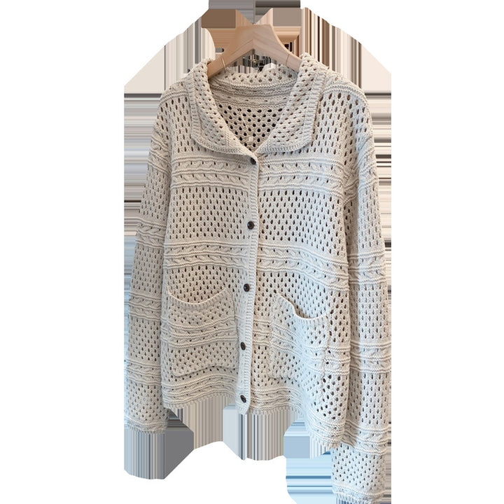 Damen Lässige Strickjacke im Lochmuster Drune