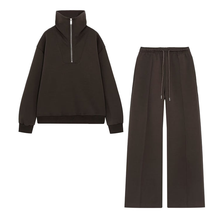 Damen Oversize-Sweatshirt mit hohem Stehkragen und Halbzip Drune