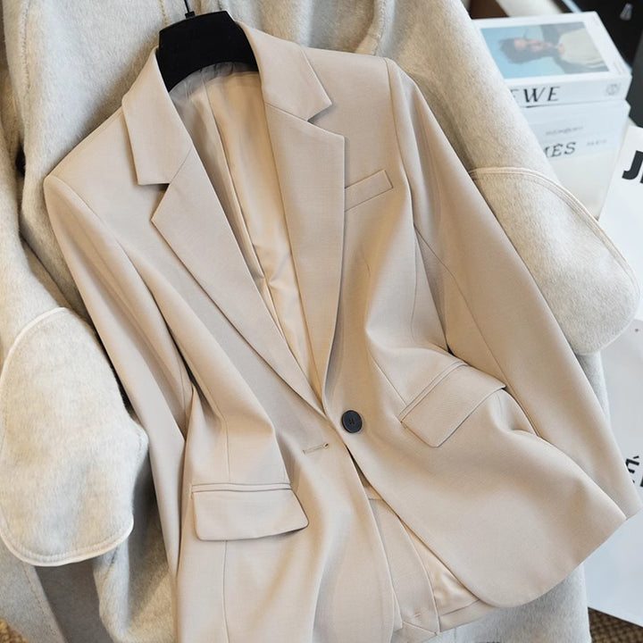 Damen Klassischer taillierter Ein-Knopf-Blazer aus feinem Wollmix Drune