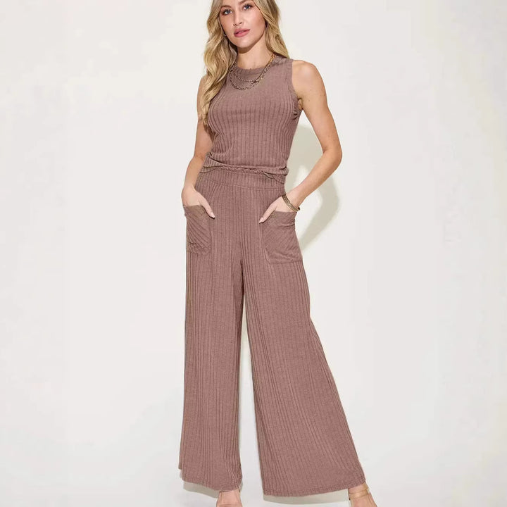Damen lässiger Overall mit weitem Bein und praktischen Taschen Drune