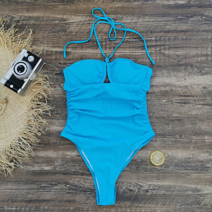 Damen Einteiliger Badeanzug mit elegantem Cut-Out und Raffungen Drune