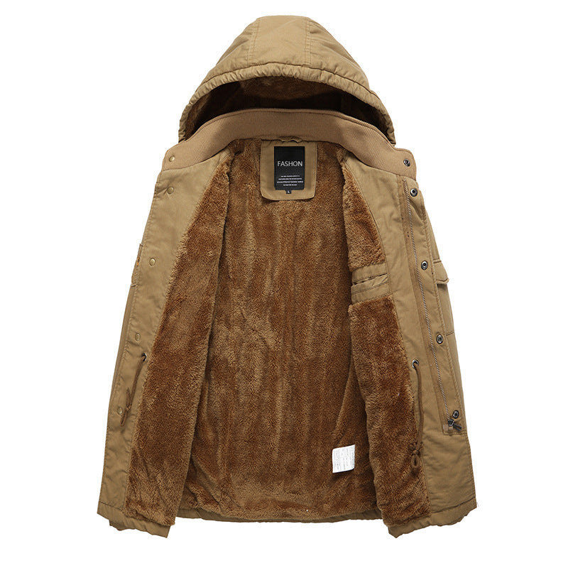 Herren Utility-Parka mit wärmender Teddyfleece-Innenlage, Kapuze und Multifunktions-Taschen Drune