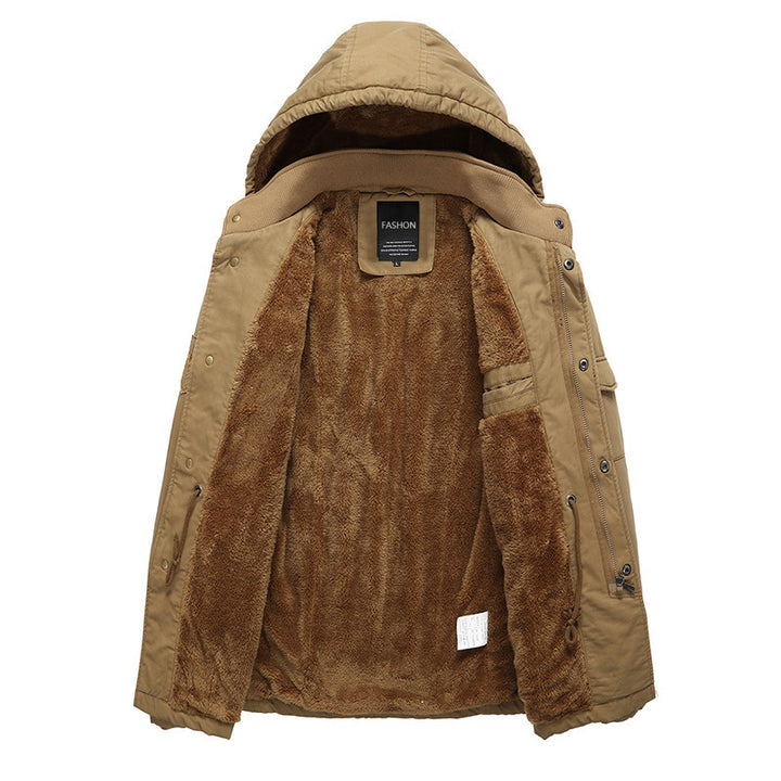 Herren Utility-Parka mit wärmender Teddyfleece-Innenlage, Kapuze und Multifunktions-Taschen Drune