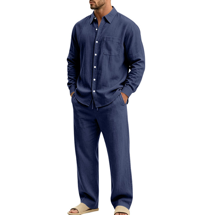 Herren legeres Leinen-Hemd mit weiter Lounge-Hose Drune