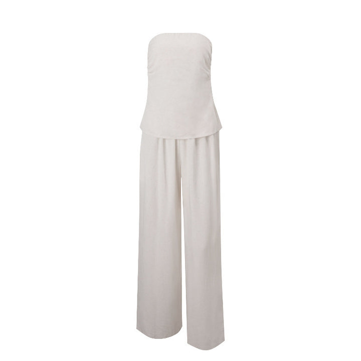 Damen Elegantes Zweiteiliges Set aus Leinen Drune
