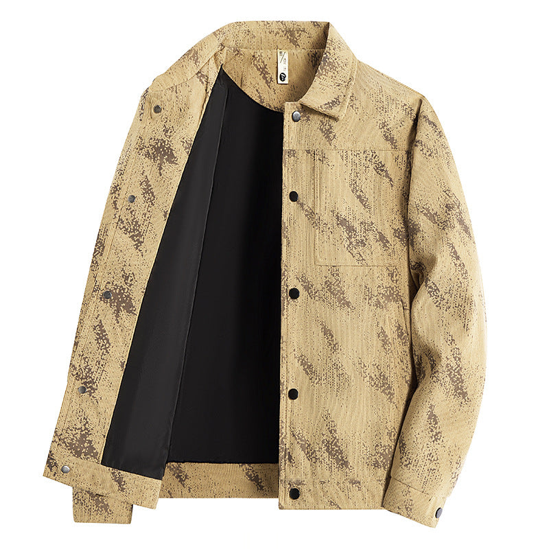Herren Leichte Overshirt-Jacke mit dezenter Reptilprägung und Druckknopfverschluss Drune