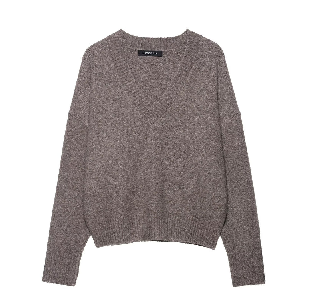 Damen kuscheliger V-Ausschnitt Pullover Drune