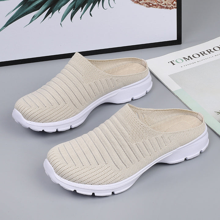 Damen nan gestrickter Schlupf-Clog mit stoßdämpfender EVA-Zwischensohle und ergonomischer Fersenstütze Drune
