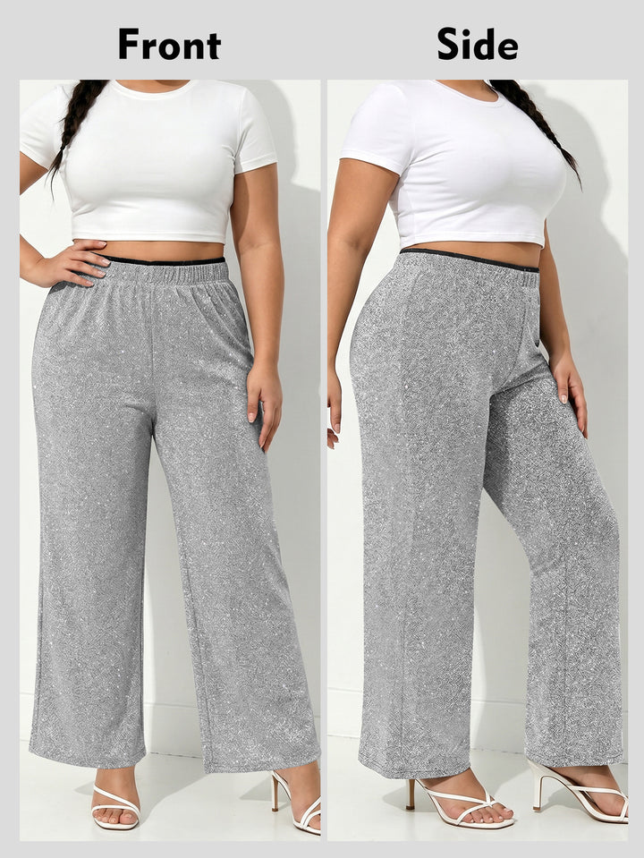 Damen Glitzernde Palazzo-Loungehose mit elastischem Komfortbund Drune