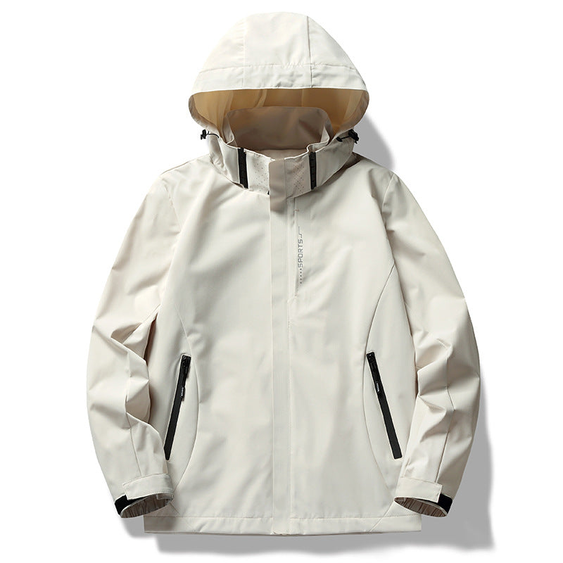 Herren zweilagige Softshell-Regenjacke mit abnehmbarem Fleece‑Innenlayer und verstellbarer Kapuze Drune