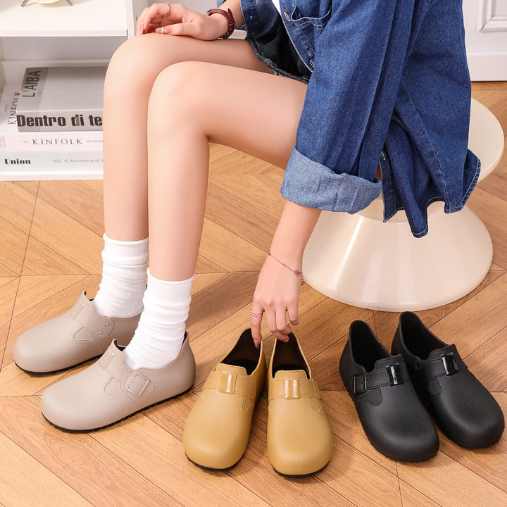 Damen Minimalistische Regen-AnklDruneoots mit verstellbarer Schnallenlasche Drune