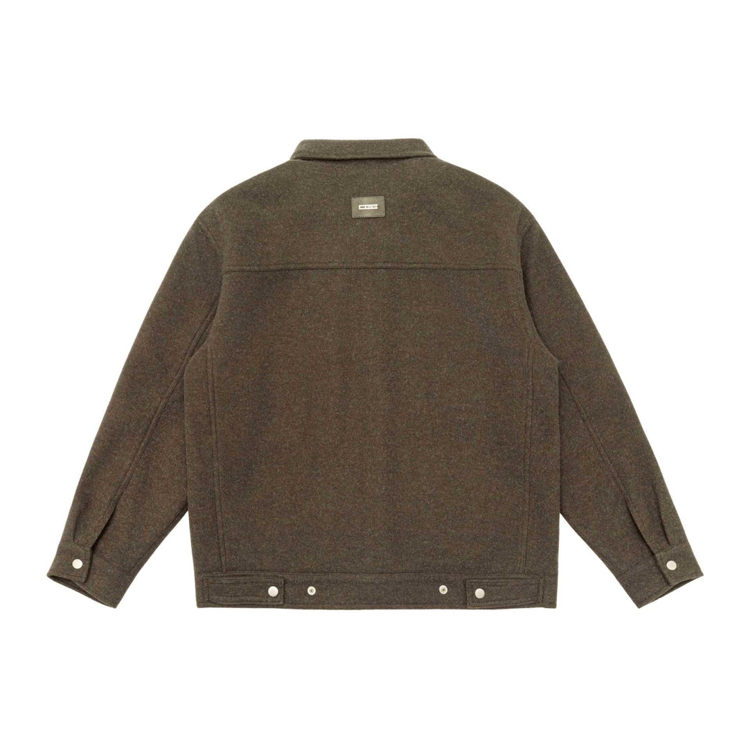 Herren Boxy-Wollmix-Blousonjacke mit Druckknopffront und aufgesetzten Pattentaschen Drune