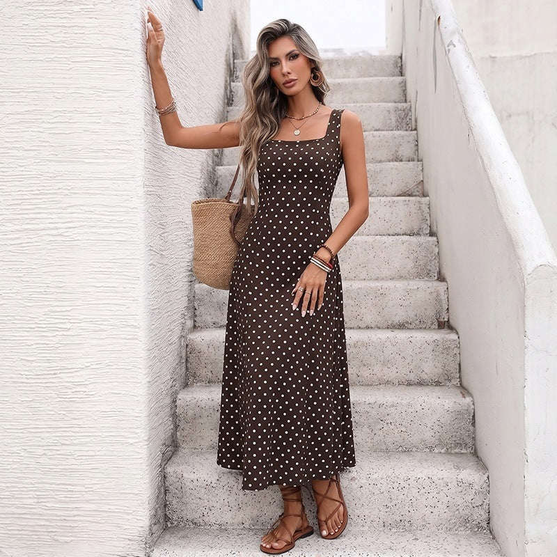 Damen Trendiges Maxikleid mit Punkten Drune