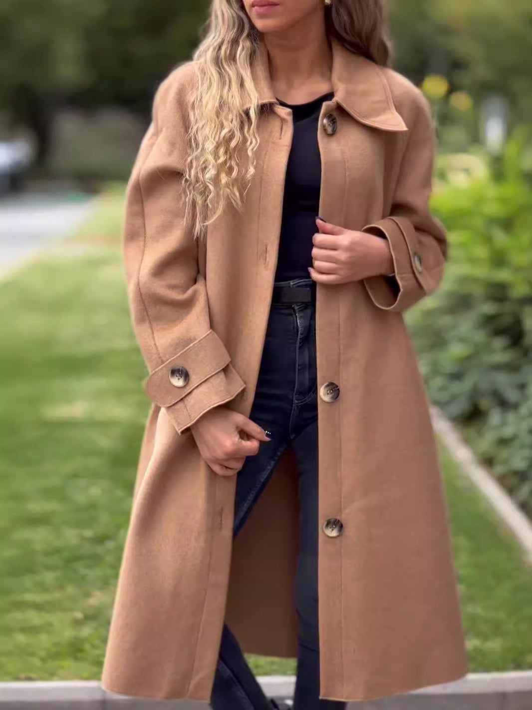 Drune | Langer Mantel - Lässige Passform - Knopfverschluss - Klassischer Windbreaker-Stil