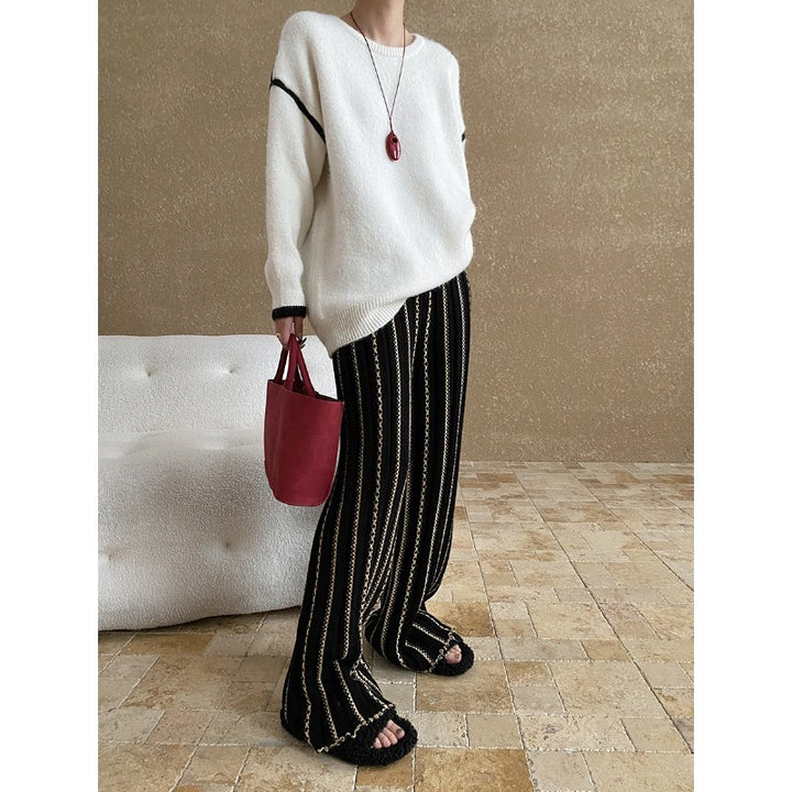 Damen eleganter Pullover mit strukturiertem Schnitt und moderner Akzent Drune