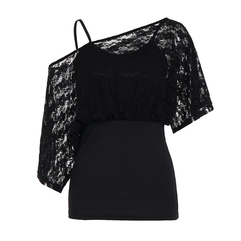 Damen elegante Spitzenbluse mit tailliertem Schnitt und voluminösen Ärmeln Drune