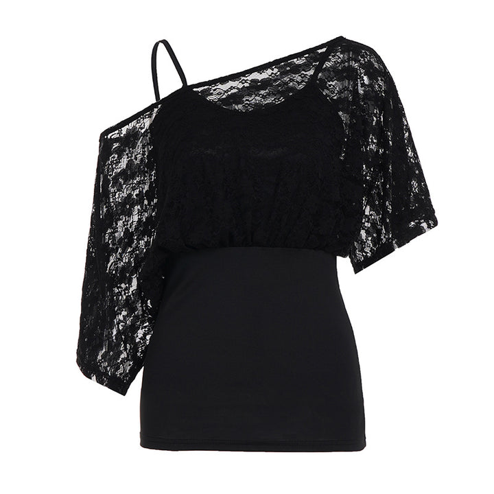 Damen elegante Spitzenbluse mit tailliertem Schnitt und voluminösen Ärmeln Drune