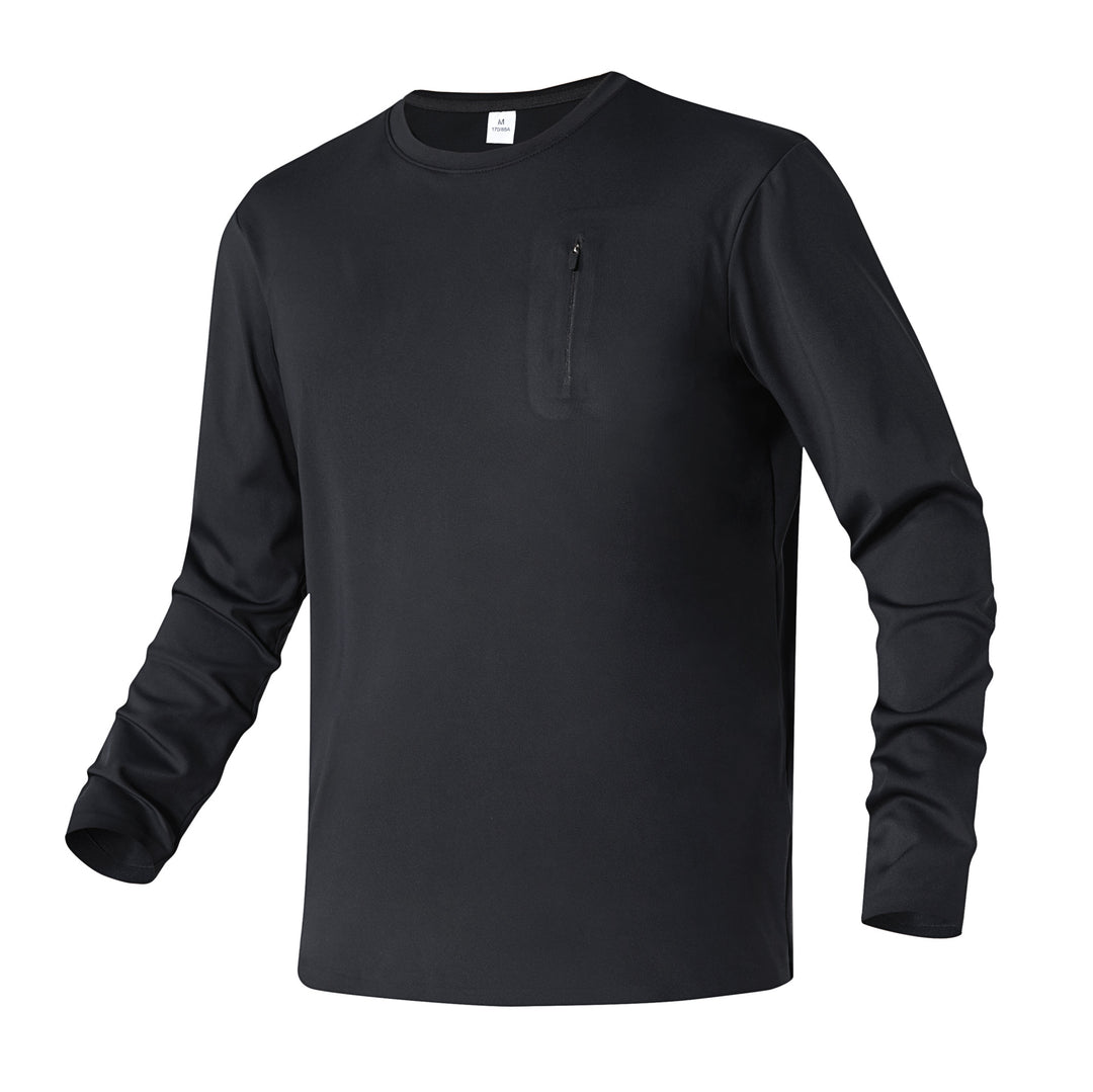 Herren Langarm-Performance-Shirt mit Brust-Reißverschlusstasche Drune