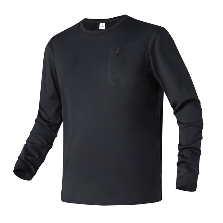 Herren Langarm-Performance-Shirt mit Brust-Reißverschlusstasche Drune
