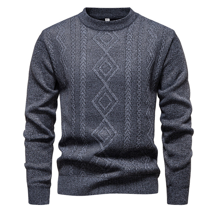 Herren nan gestrickter Rundhalspullover mit Rautenmuster und feinem Strukturstrick Drune