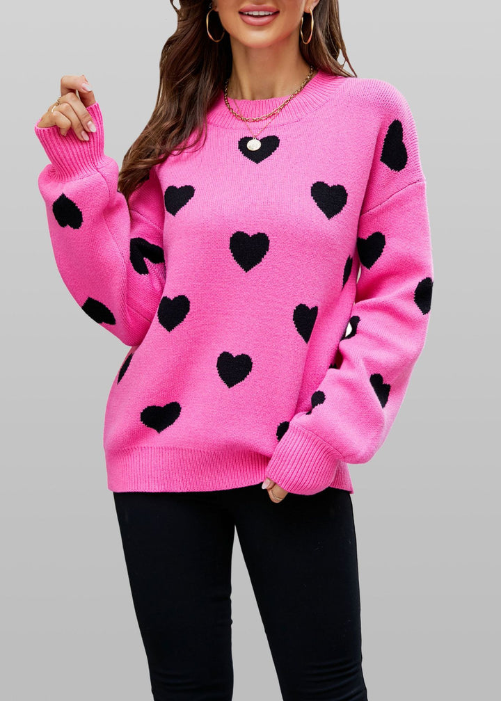 Damen Herzmuster Pullover Drune
