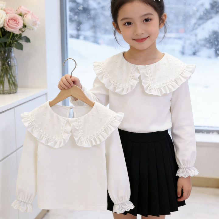 Damen Bluse mit großem Rüschenkragen Drune