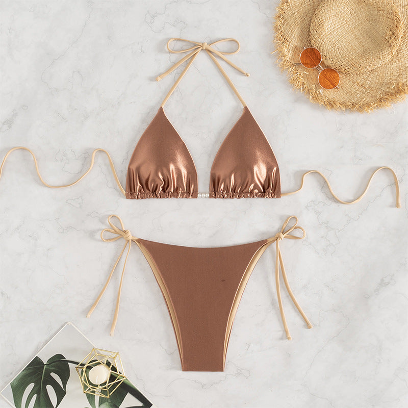 Damen Bikini-Set mit verstellbaren Trägern und elegantem Rüschendesign Drune