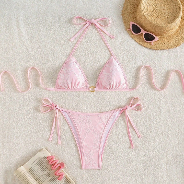 Damen Spitze Triangel-Bikini mit raffinierten Bindebändern Drune
