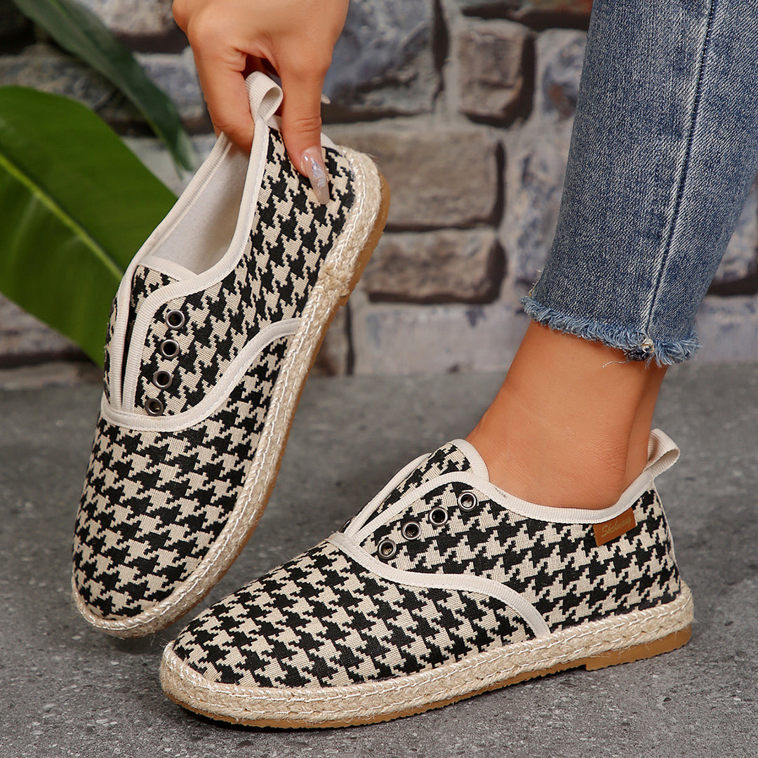 Damen Casual Espadrille Slip-Ons mit stylischem distressed Denim-Muster Drune