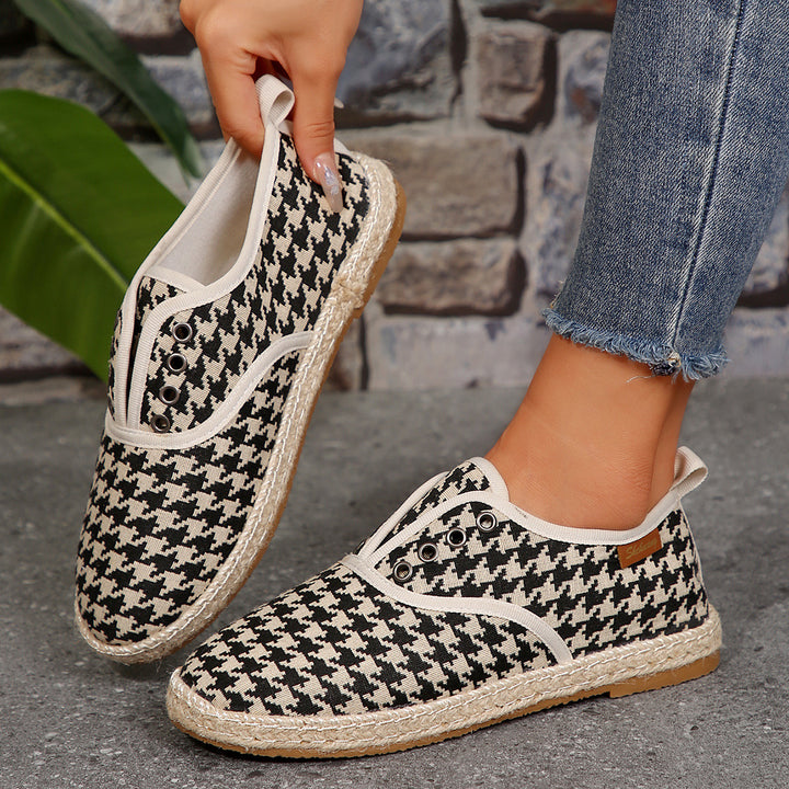 Damen Casual Espadrille Slip-Ons mit stylischem distressed Denim-Muster Drune