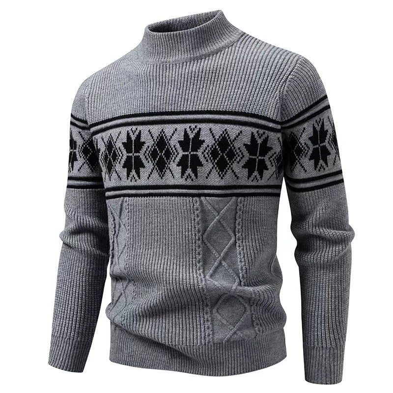 Herren Norwegermuster-Rollkragenpullover aus Feinstrick mit Zopfmuster-Details Drune