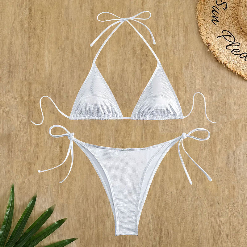 Damen Triangel-Bikini mit diamantartigem Netz-Design Drune