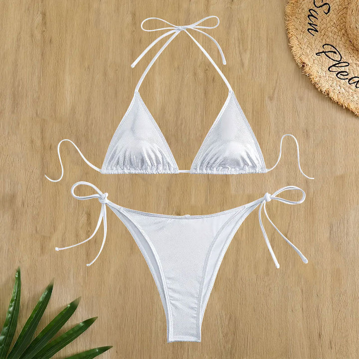 Damen Triangel-Bikini mit diamantartigem Netz-Design Drune