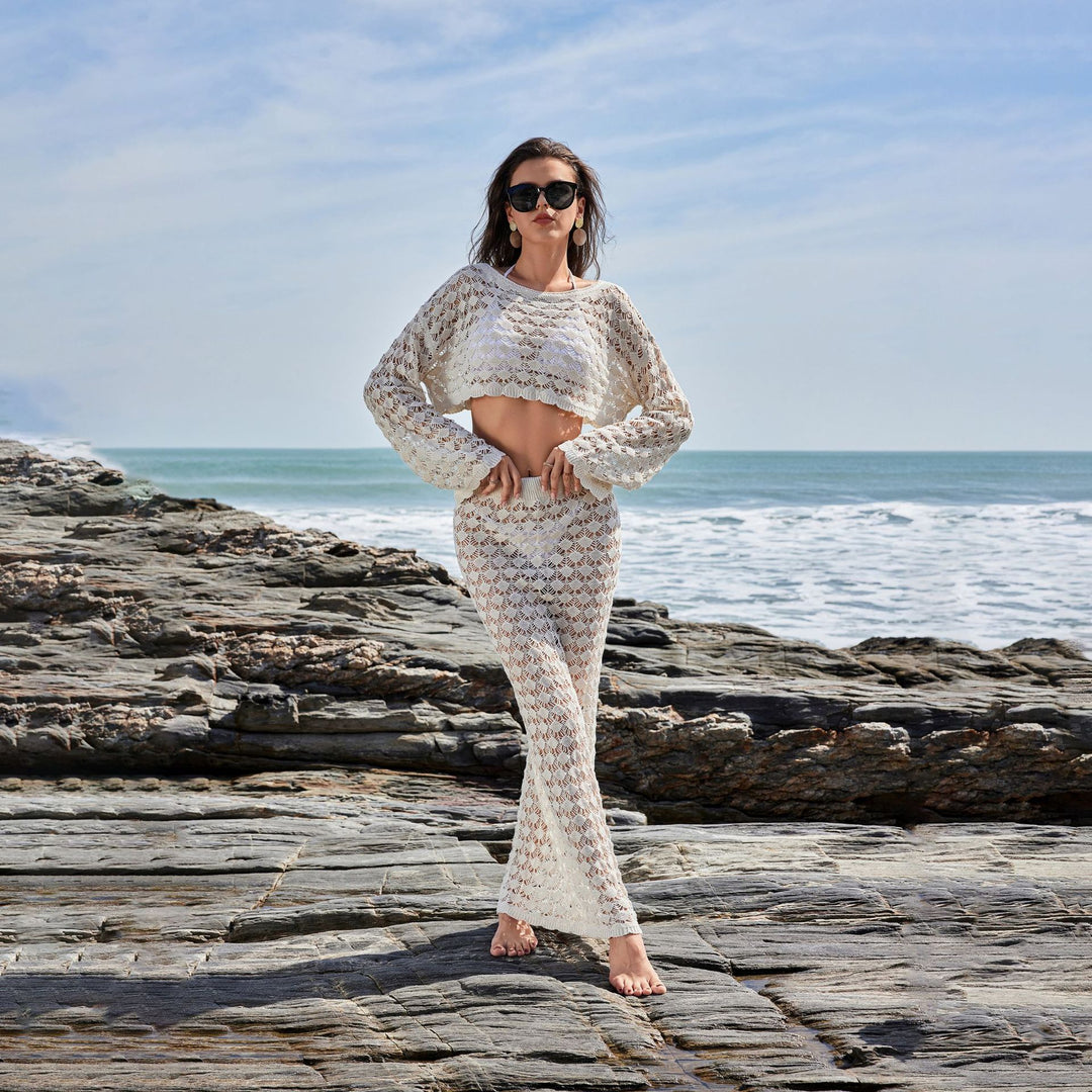 Damen Häkel-Set mit Crop-Top und Maxi-Rock Drune