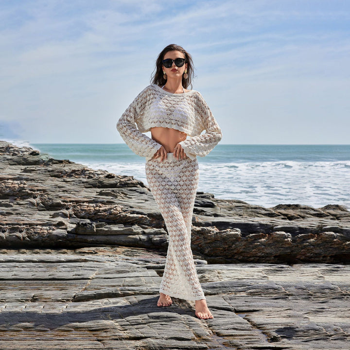 Damen Häkel-Set mit Crop-Top und Maxi-Rock Drune