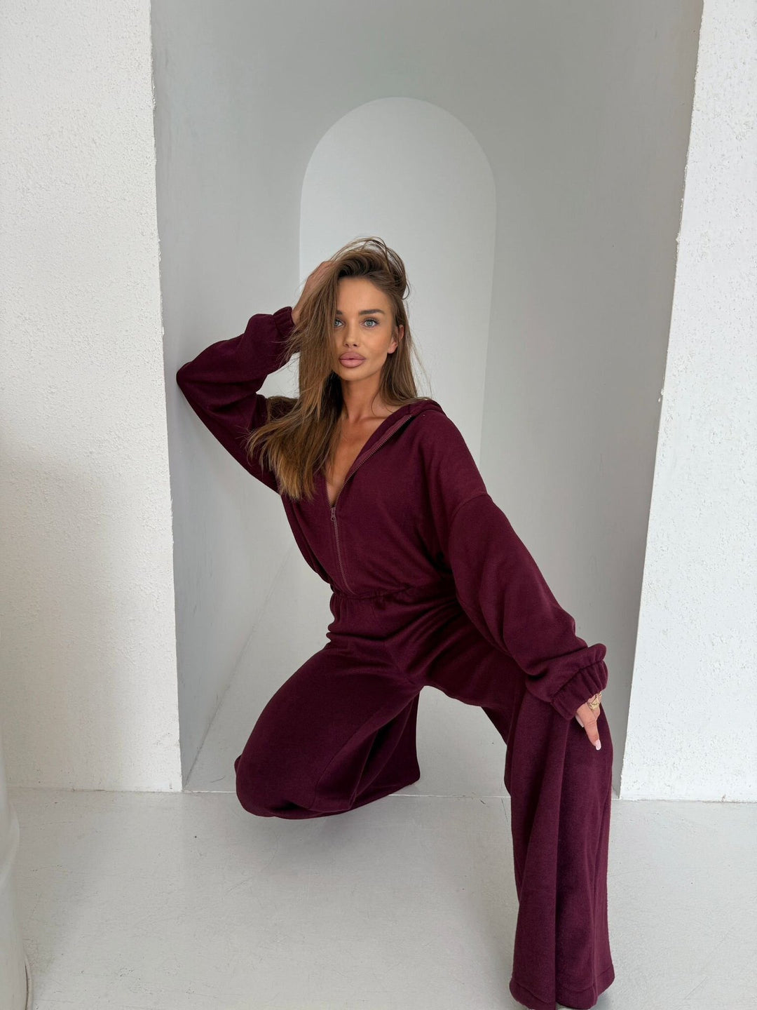 Damen Loungewear-Anzug mit weitem Schnitt und modernem Hoodie Drune