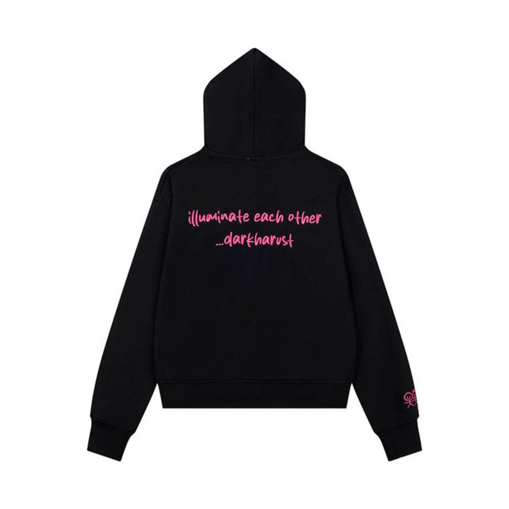 Damen Kapuzen-Sweatjacke mit übergroßem Reißverschluss und minimalistischer Stickerei Drune