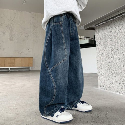 Damen Weit geschnittene Jeans mit elastischem Bund Drune