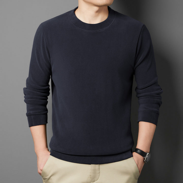 Herren Feiner Rundhals-Pullover aus Baumwollmix mit gerippten Bündchen und schlanker Passform Drune