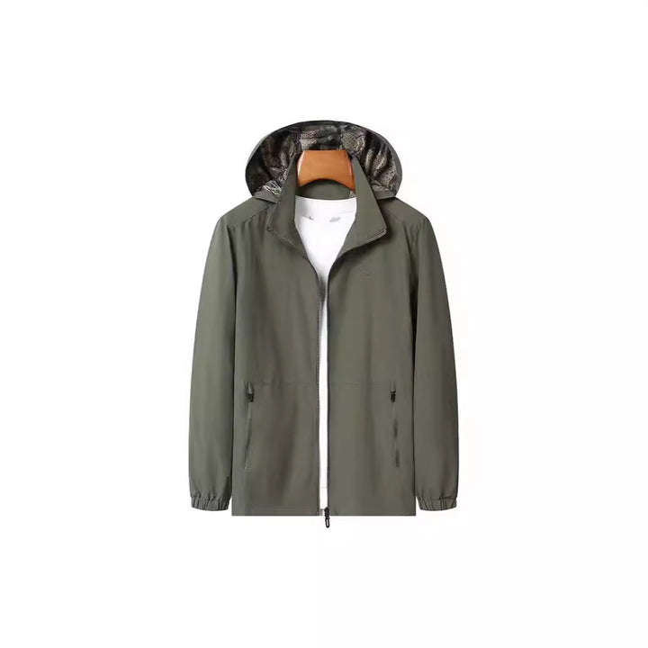 Herren Leichte Wind- und Wasserabweisende Kapuzenjacke mit Camouflage-Innenfutter Drune