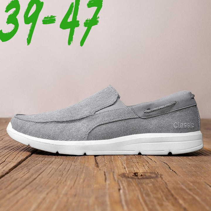 Herren nan legerer Canvas-Slipper mit elastischem Einsatz und stoßdämpfender Leichtsohle Drune
