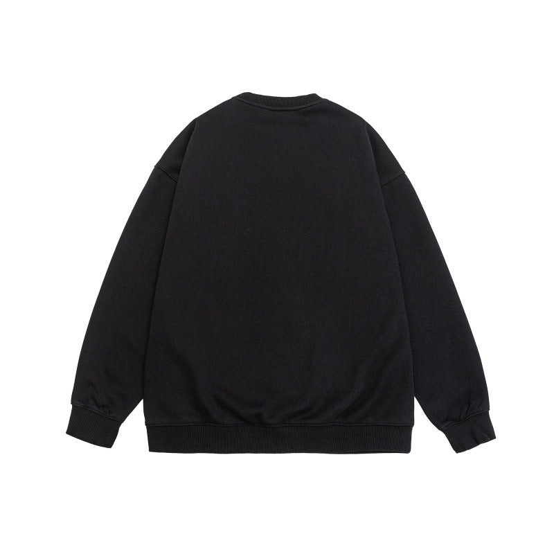 Unisex Lockeres Oversize-Sweatshirt mit verwaschenem Script‑Print, gerippten Bündchen und Relaxed‑Fit Drune