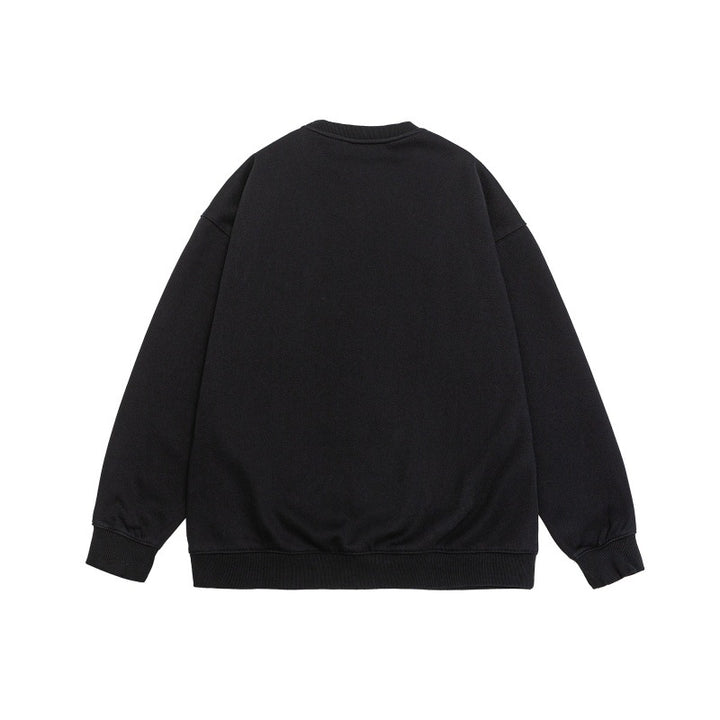Unisex Lockeres Oversize-Sweatshirt mit verwaschenem Script‑Print, gerippten Bündchen und Relaxed‑Fit Drune
