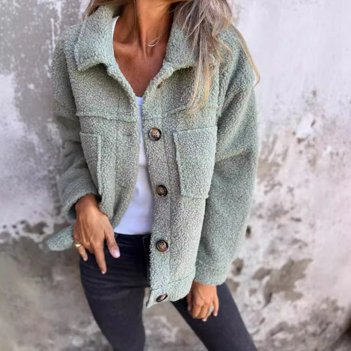 Damen Flauschige Teddyjacke mit praktischen Taschen Drune