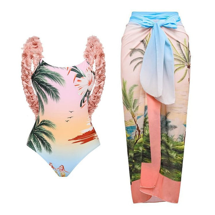 Damen Bikiniset mit hochwertigem Flowerprint und verstellbaren Trägern Drune