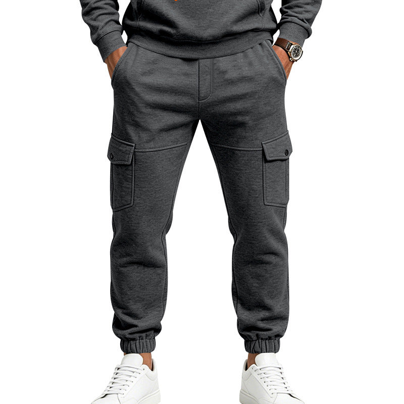 Herren Cargo-Jogginghose mit seitlichen Klappentaschen, Kordelzug und Elastischen Bündchen Drune