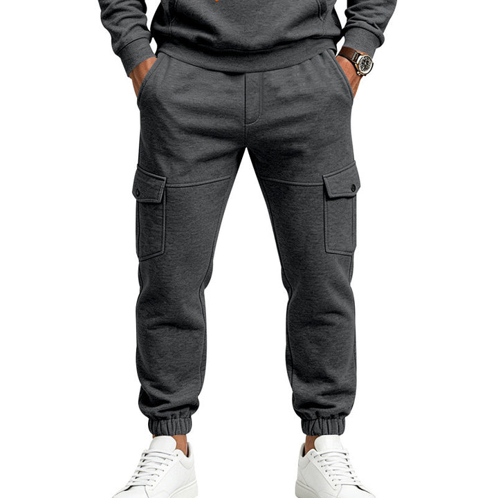 Herren Cargo-Jogginghose mit seitlichen Klappentaschen, Kordelzug und Elastischen Bündchen Drune