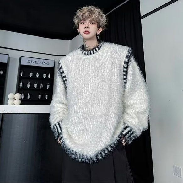 Herren Bequemer Grobstrickpullover mit Rundhalsausschnitt Drune