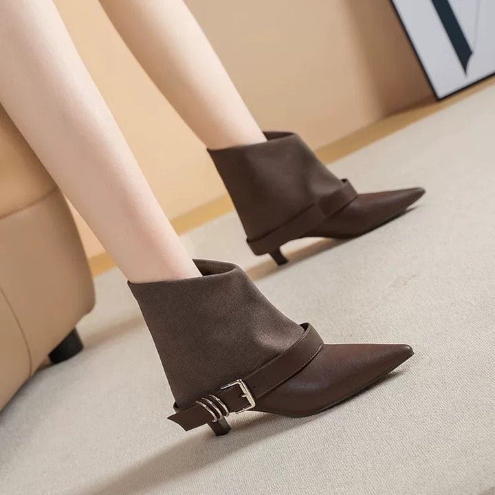 Damen Elegante Ankle-Stiefel mit Lässiger Stoff-Hülle Drune
