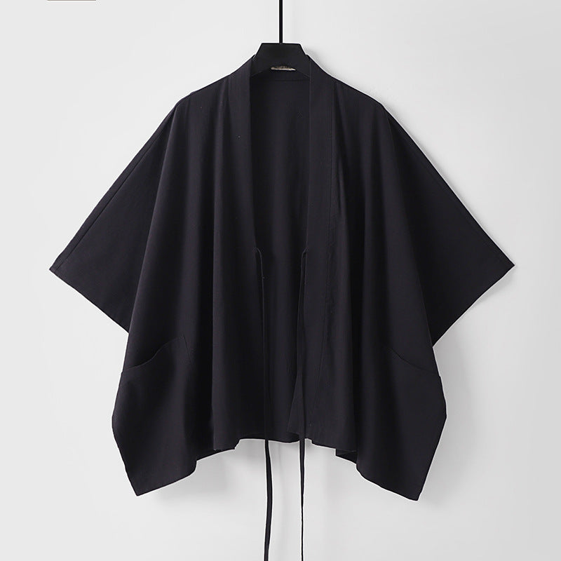 Damen Oversize Kimono-Cardigan mit Bindeband und aufgesetzten Taschen Drune